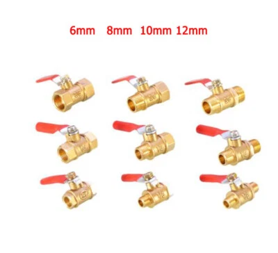 6mm-12mm Brass Female Male Small Ball Valve Shut Off Faucet Switch Air Water Gas - Image 1 of 4