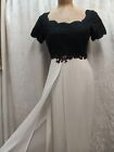 Vintage 1960'S Elegant Black Lace White Chiffon Evening Gown Dress Size S/M
