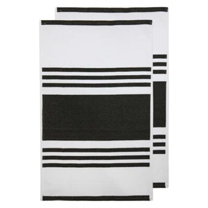 2PK Ladelle Lennox Cotton 50x70cm Kitchen Towel/Drying Dishcloth Rectangle Black - Picture 1 of 2