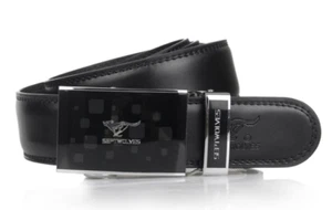 Septwolves Men waist belt genuine cow leather Auto lock Buckle black 01036310 - Picture 1 of 3