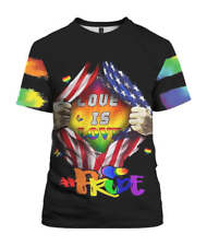 3D All Over Print Pride Lgbtq Shirt For Lesbian Gayer, Love Is Love Rainbow Amer