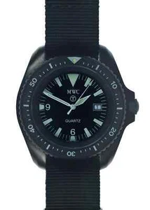 Raro Reloj Original MWC 2001 Negro PVD Acero Cuarzo Militar Buzos (Sin Emitir) - Imagen 1 de 10