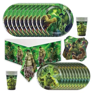 Juego de suministros de fiesta Hulk platos tazas mantel servilletas decoración de cumpleaños - Imagen 1 de 6
