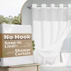 Slub Textured Shower Curtain with Snap-In PEVA Liner Set - 71" X 74" - Picture 1 of 12