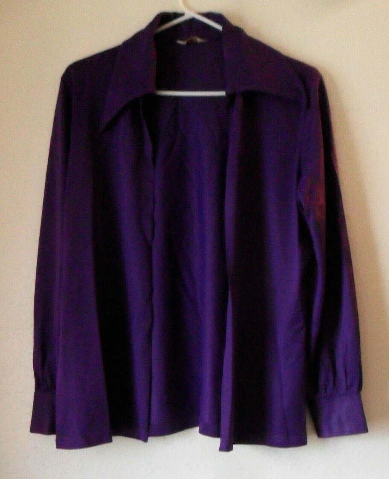 BLUSA Top Camisa Chaqueta Vintage Años 70 Ship' n Shore Edición Limitada Púrpura, Pequeña Foto 1 de 4