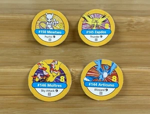 Vintage 1999 Pokemon Master Trainer Board Game Replacement Pieces 4 Yellow Chips - Picture 1 of 6