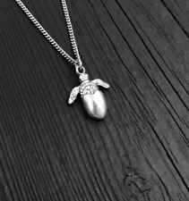 Hatching Turtle Charm Pendant Necklace - Solid Cast 925 Sterling Silver 362
