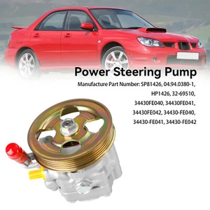 Power Steering Pump 34430FE040 Fit Subaru Impreza WRX STI 2002-2007 w/ Pulley US - Picture 1 of 16