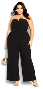 CITY CHIC NWT Black SO SASSY Wide Leg Women's Jumpsuit 16 cocktail - Picture 1 of 15