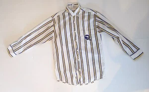Minnesota Vikings Vintage TEAM NFL Striped Long Sleeve Button Up Shirt Sz small - Picture 1 of 3