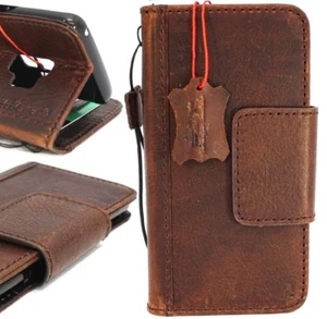 Funda de cuero genuino real para Samsung Galaxy S9 con ranuras para tarjetas magnéticas soporte delgado - Imagen 1 de 11