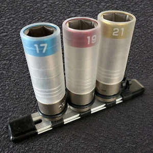 Tone HAP403N Lug Nut wheel Socket Set | Thin wall, sleeve, 17mm, 19mm, 21mm - Picture 1 of 4