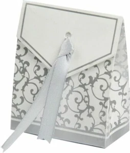 Wedding Favors Boxes White Silver - Picture 1 of 1