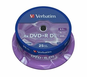 25 Verbatim Logo Dual Layer DVD+R 8x DL Double layer Blank Discs 8.5GB 43757 - Picture 1 of 2