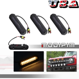 Luces de parrilla delantera ámbar ahumado para Ford Bronco 21-23 LED 3 PIEZAS decoración - Imagen 1 de 13