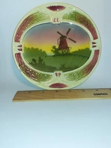 Antique Ant Zsolnay Hungary Decorative Wall Plate Windmill 7" FAST SHIP - Picture 1 of 12