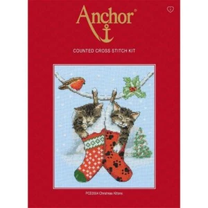 Anchor Juego de punto de cruz "Gatito de Navidad", patrón de conteo - Imagen 1 de 3