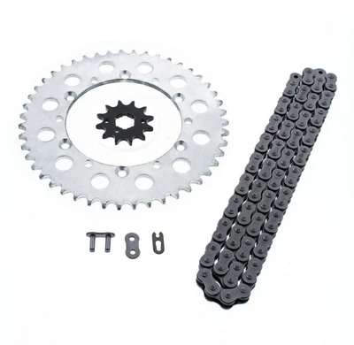 Corrente e roda dentada Kawasaki 1995-2006 KDX200/1997-2005 KDX220 prata 12/47 108L - Imagem 1 de 4