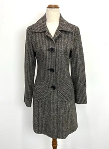 Vannessa Tong Vintage Womens Jacket Size 8 Black Flecks Tweed Button Up Coat 90s - Picture 1 of 12
