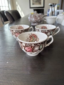 Set Of 3 Johnson Brothers His Majesty Thanksgiving Turkey Cups - Picture 1 of 10