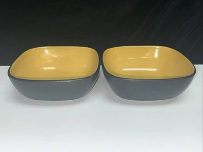SET OF 2-Corelle Hearthstone Square Soup Cereal Bowls 6.75in Turmeric Yellow - Image 1 of 4