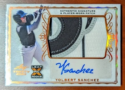 Yolbert Sanchez 2020 Leaf Trinity RPA LOGO PATCH AUTO White Sox RC Rookie Relic - Image 1 of 2