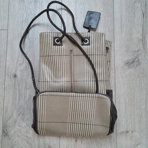 Saks Fifth Avenue Tasche Hahnentritt Schultertasche Shopper Braun Schwarz - Bild 1 von 4