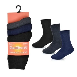 Boys Heatguard Plain Thermal Socks Pack Of 3 Pairs - SK896 - Picture 1 of 4