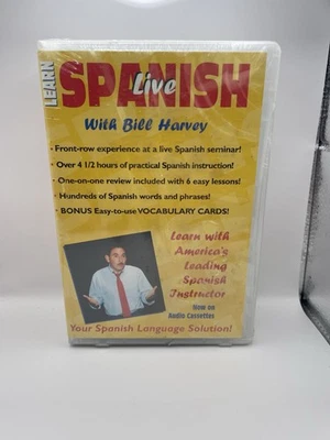 Learn Spanish Live With Bill Harvey 6 Audio Cassettes Set Brand New Sealed - Image 1 of 3