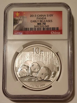 China 2013 10 Yuan 1 oz Silver Panda MS70 NGC Early Releases - Image 1 of 2