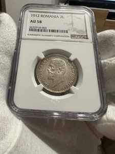 2 Lei 1912 Silver, Romania NGC AU58 - Picture 1 of 4