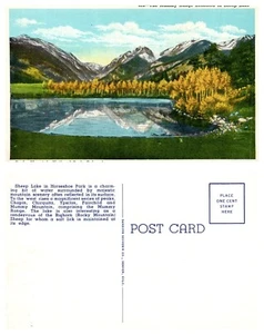 Mumiensortiment spiegelt sich in Sheep Lake, Rocky Mtn. National Colorado Vintage PC - Bild 1 von 1