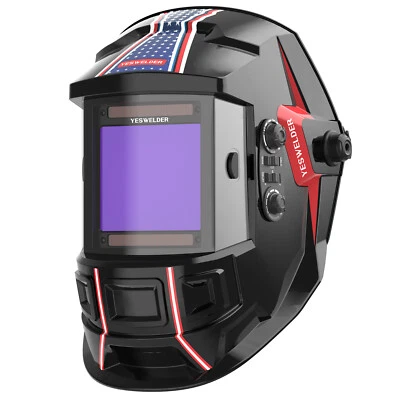 YESWELDER True Color Solar Power Auto Darkening Welding Helmet, 4 Arc Sensor Wide Shade