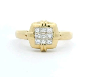 LeVian 18K Yellow Gold Natural Princess Cut Diamond Ring Size 6.75 MSRP $2,000 - Picture 1 of 11