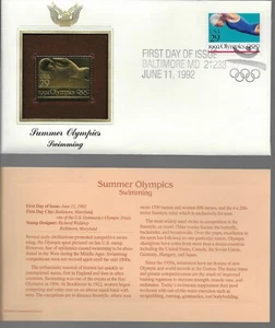 Summer Olympics--Swimming-1st day issue-Golden Replica - Picture 1 of 1