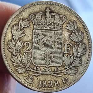 FRANCE / 1828 D 2 Francs Lyon Mint.Charles X !!! - Picture 1 of 2