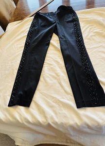 Express Design Studio Dress Pant Women 6 Black Low Rise Beaded Side Zip - Ankle - Picture 1 of 12