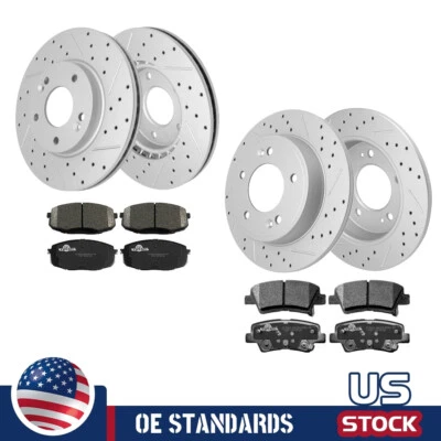 For Kia Soul Forte Hyundai Elantra GT Front Rear Disc Rotors Ceramic Brake Pads - Image 1 of 4