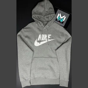 Nike NSW Club Fleece Graphic Pullover Hoodie Grey White Men’s XL BV2973-063 - Picture 1 of 10