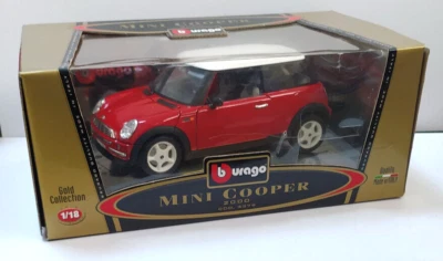 BURAGO USATO 1:18 AUTO  MINI COOPER 2000 ROSSO E BIANCO  MADE IN ITALY      3379 - Immagine 1 di 4