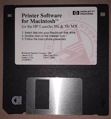 HP LaserJet 5   1995  Printer Software for Macintosh.  3.5” floppy disk - Image 1 of 3