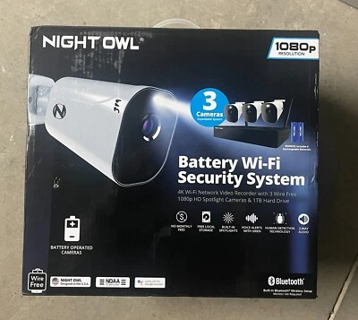 ✅Night Owl 4K Wi-Fi NVR W/1TB Hard Drive & 3 Battery 1080p HD Spotlight Camera📦 - Image 1 of 3
