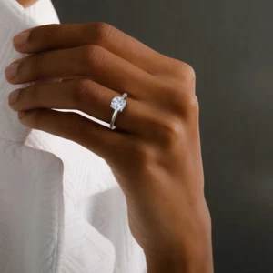 1 Ct Round Cut Lab Grown Diamond Engagement Ring IGI 14k White Gold - Picture 1 of 14