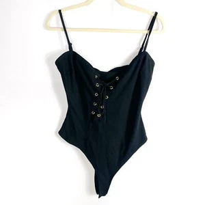 H:ours Mari Body *FEHLENDE GOLDBARREN schwarz Einteiler asymmetrisch Gr. M - Bild 1 von 8