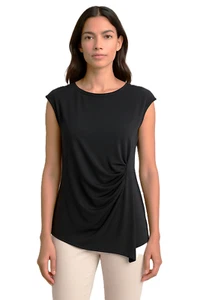White House Black Market schwarz drapiertes gerafftes Tanktop Damen Large asymmetrisch - Bild 1 von 10