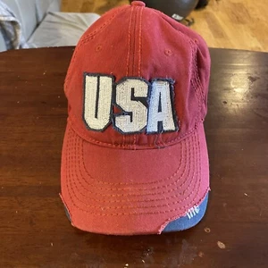 "USA"  Retro Brand Red Hat Cap Adjustable Back￼ - Picture 1 of 2