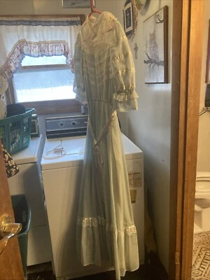 Gunne Sax Baby Blue Lace Maxi Dress Pearls Beautiful Vintage Find By Jessica San - Image 1 of 4