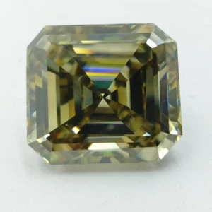 Certified 30-35 Ct. loose Fancy Lab Created Champagne color Diamond Asscher Cut - Picture 1 of 5