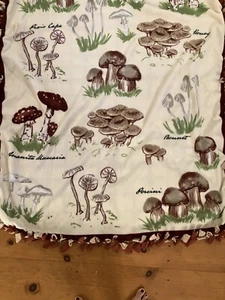 Blanket Mushroom Woodland  Theme / Plaid Backing With Fringe 44x58 Fleece - Picture 1 of 12
