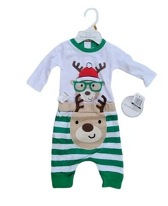 NWT KOALA KIDS Newborn Jolly Green Two Piece Reindeer Outfit Holiday Christmas - Picture 1 of 5